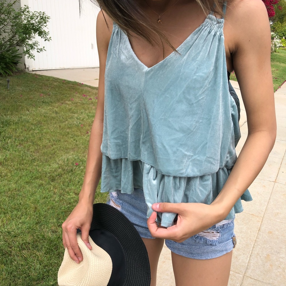 Velour Teal Top - Picture 2 of 5